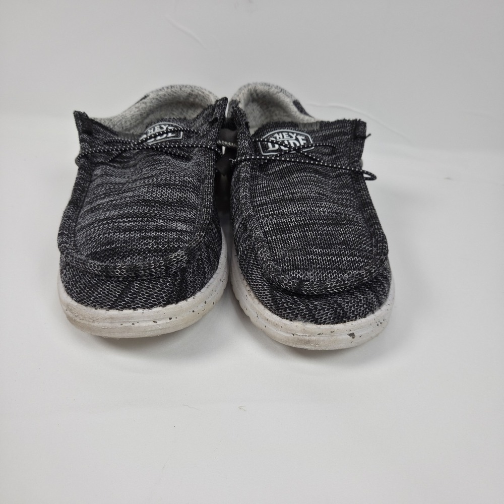 Hey Dude Wally Stretch Shoes Men Size 9 Sneakers Black Gray Slip On Low - Picture 4 of 12